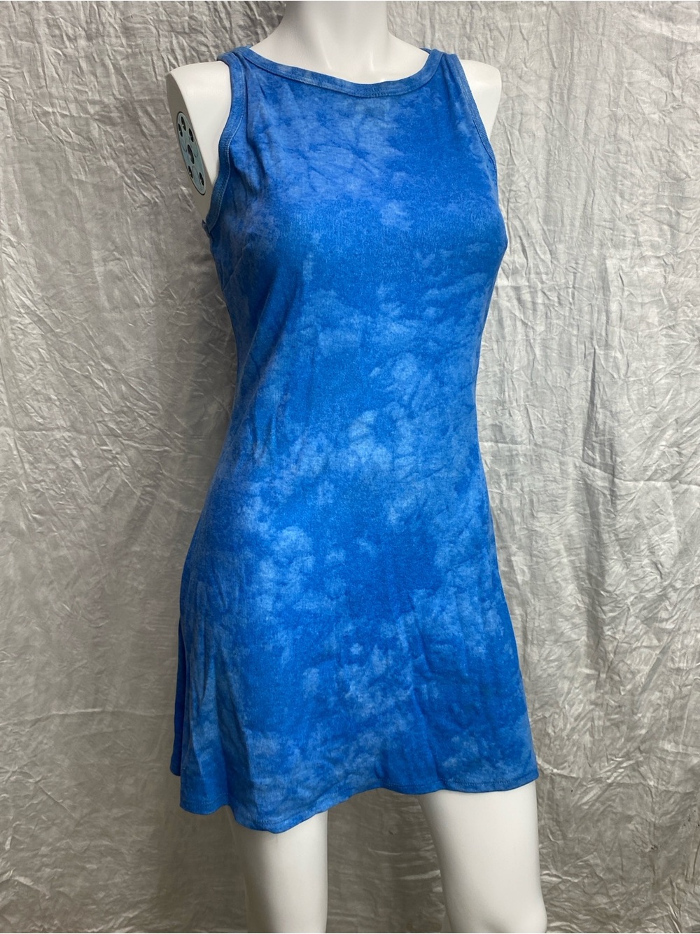 Vintage 90s Hana Blue Sleeveless Tie-Dye Mini Dress